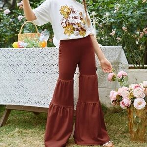 BOHO Slogan Tee & Flare Leg Pants